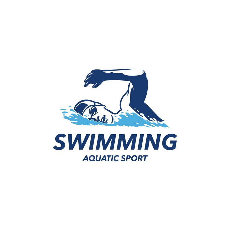 Logo di un club di nuoto per nuotatori o ispirazione per il modello di progettazione del logo di una scuola di nuoto