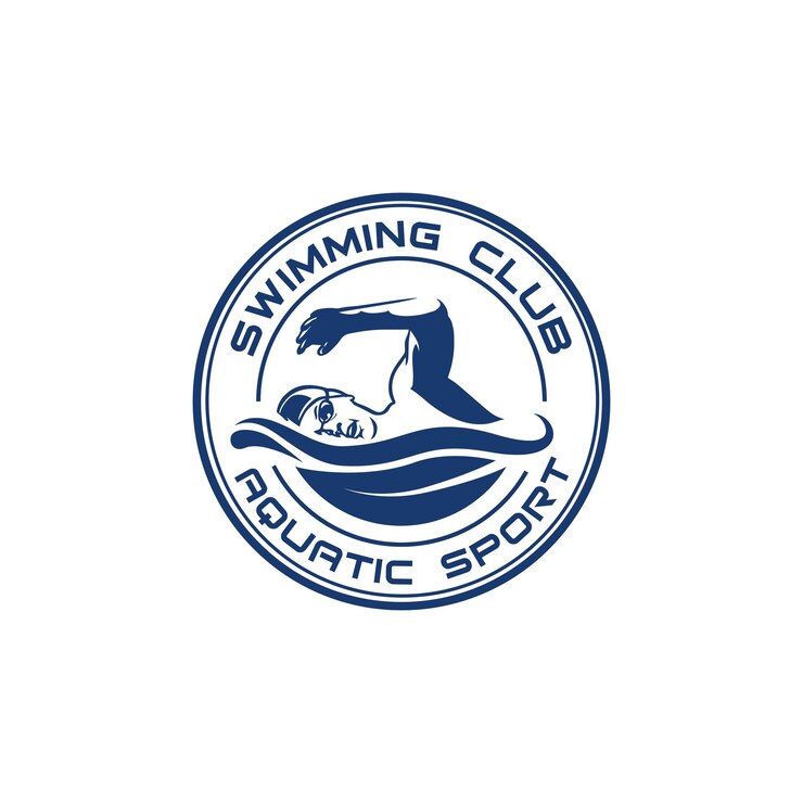 Logo di un club di nuoto per nuotatori o ispirazione per il modello di progettazione del logo di una scuola di nuoto