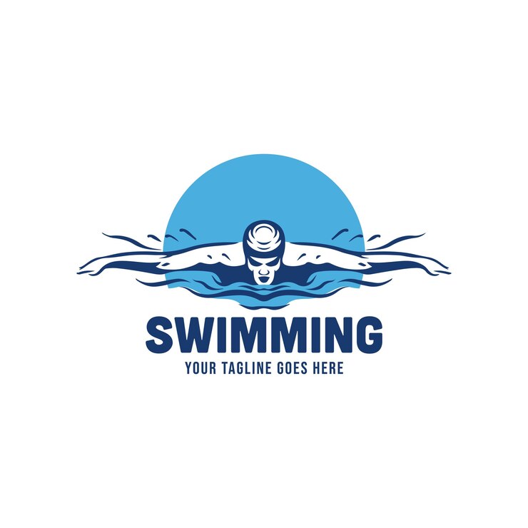 Logo di un club di nuoto per nuotatori o ispirazione per il modello di progettazione del logo di una scuola di nuoto