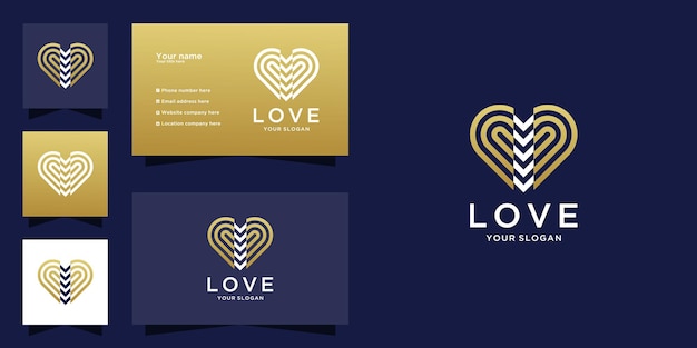 Logo e biglietto da visita di amore del cuore astratto