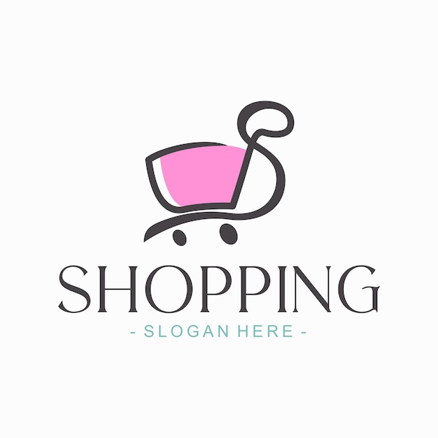 Logo e segno dello shopping in stile minimal line art