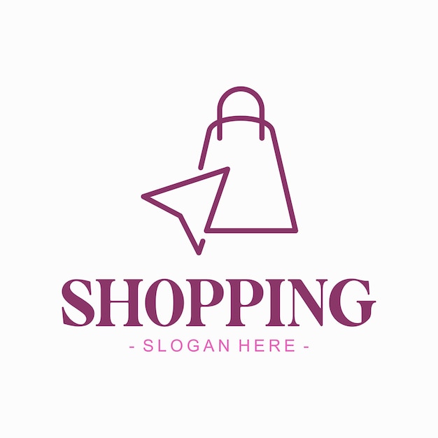 Logo e segno dello shopping in stile minimal line art