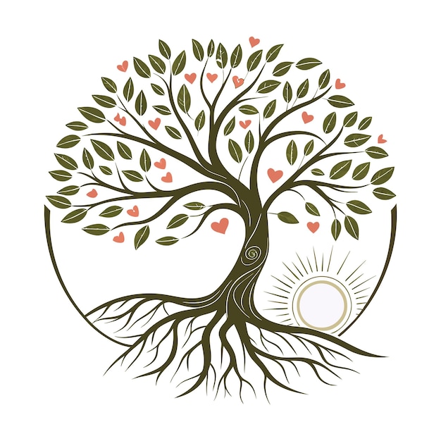Logo elegante dell'albero per il benessere e i prodotti biologici