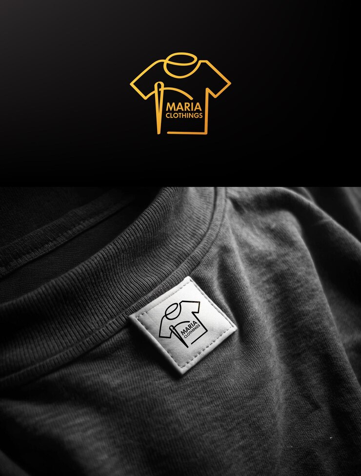 Vettore logo elegante su un'etichetta di abbigliamento perfetto per mostrare l'identità del marchio e il marchio tessile