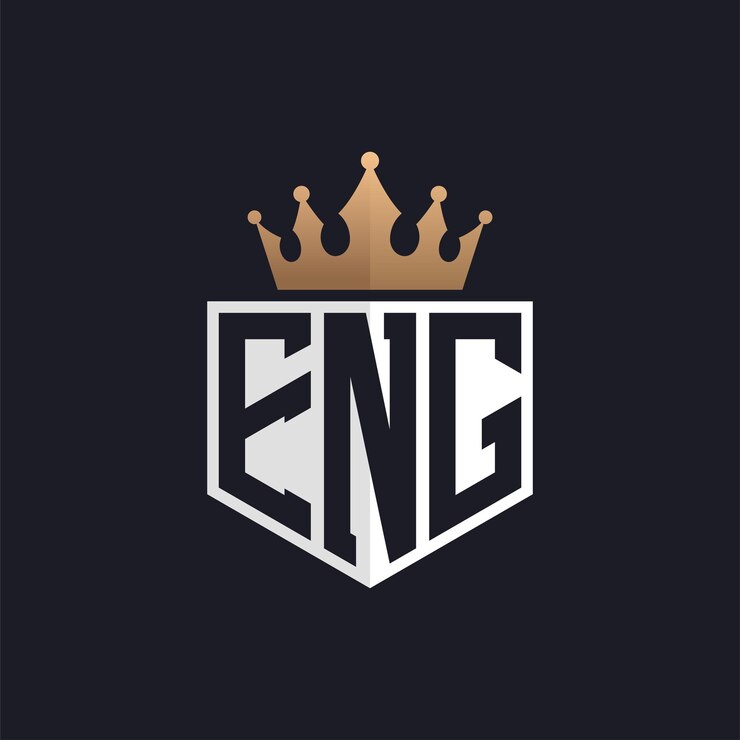 Vettore logo eng di lusso con corona iniziali eleganti logo eng per marchi esclusivi lettera eng monogramma per aziende di fascia alta