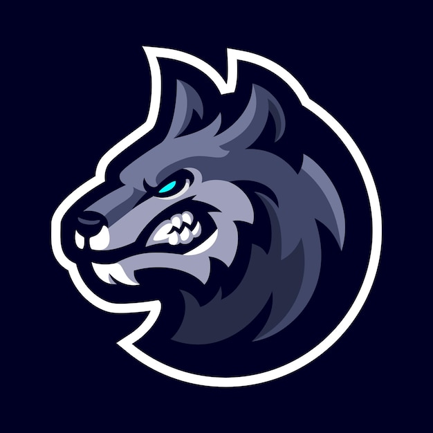 Logo eSport della mascotte della testa di lupo