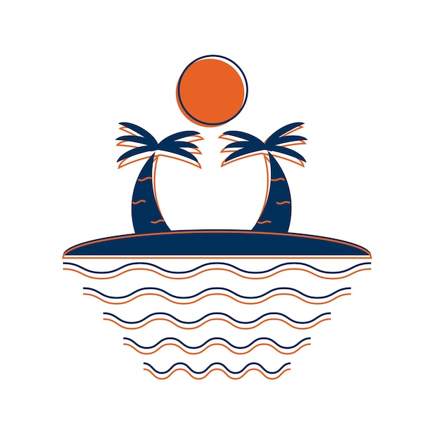 Logo estivo della spiaggia di cocco