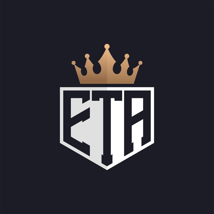 Vettore logo eta di lusso con corona iniziali eleganti logo eta per marchi esclusivi lettera eta monogramma per aziende di fascia alta