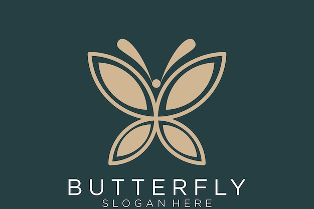Logo farfalla d'oro. Questo logo è adatto per il logo cosmetico di bellezza.