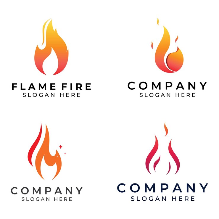 Vettore logo fuoco o fiamma logo palla di fuoco e braci utilizzando un concetto di design del modello di illustrazione vettoriale