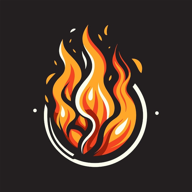Logo fuoco su sfondo scuro Illustrazione vettoriale
