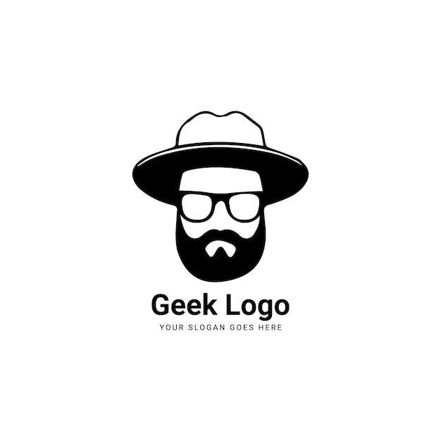 Logo geek con occhiali da sole e cappello