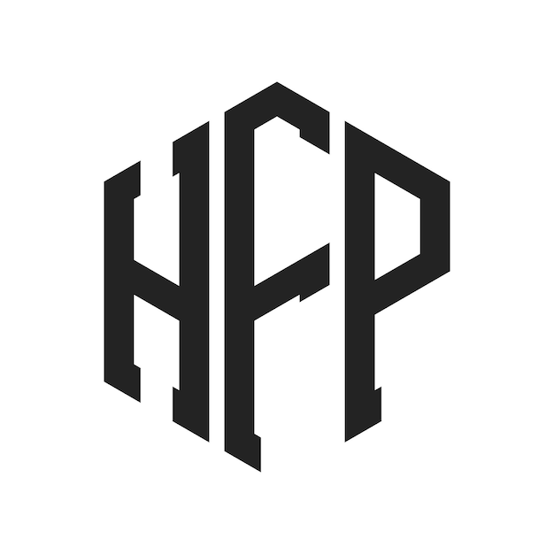 Logo HFP Design Lettera iniziale Logo HFP Monogramma in forma esagonale