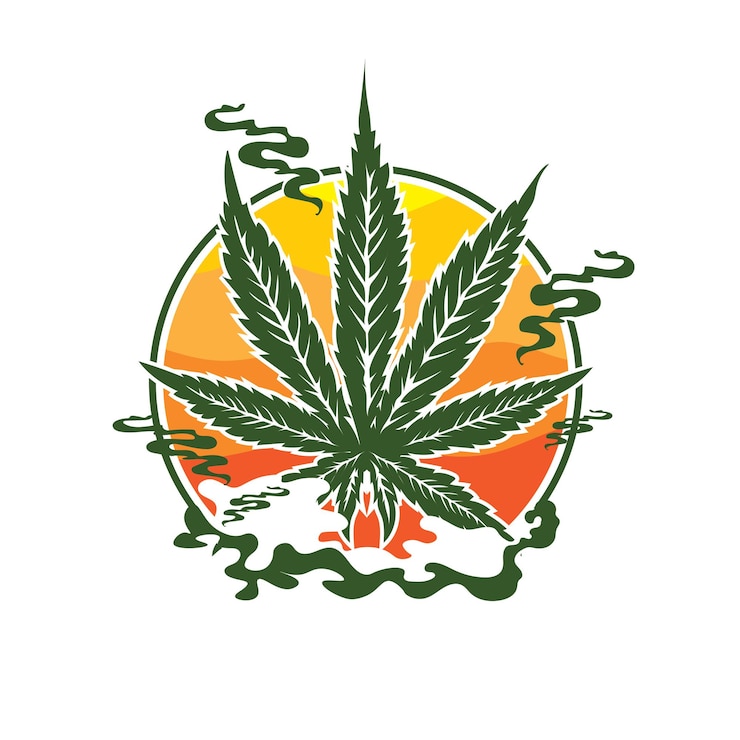 Vettore logo illustrativo del vettore della cannabis e del fumo