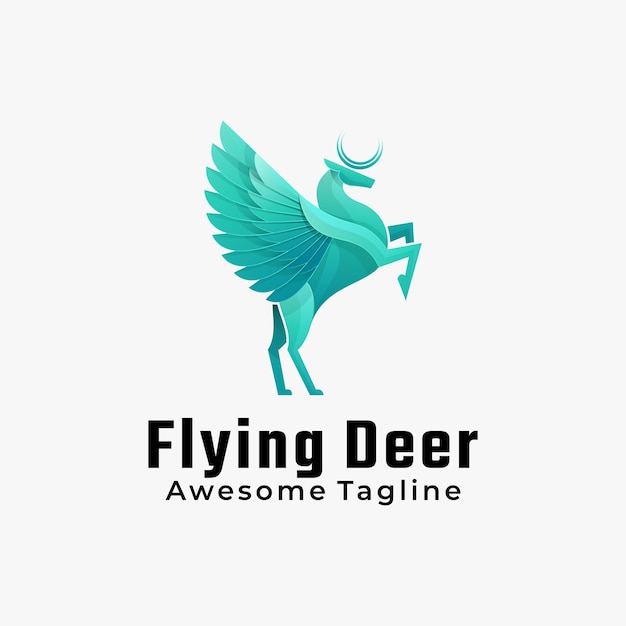 Logo Illustrazione Flying Deer Gradient Colorful Style.