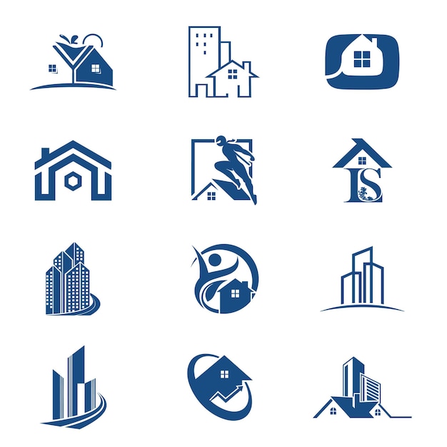 Logo immobiliare Progettazione di icone Progettazione del logo immobiliare del gruppo