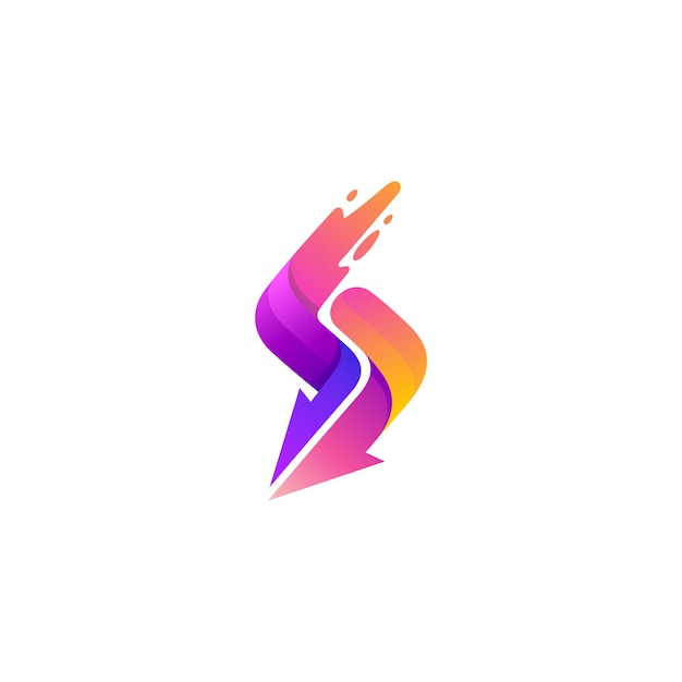Logo in S e combinazione di disegni a frecce in stile 3D