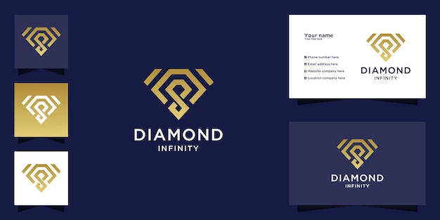 Logo infinito diamante con design color oro