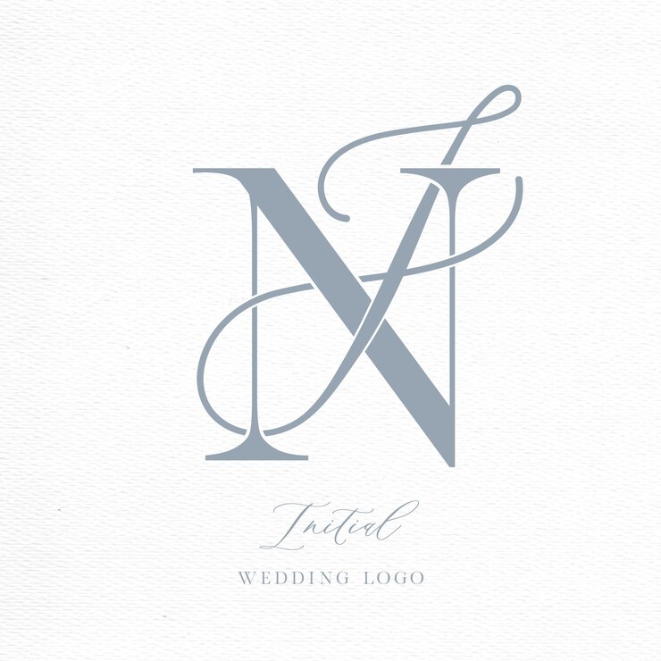 Vettore logo iniziale del matrimonio ni