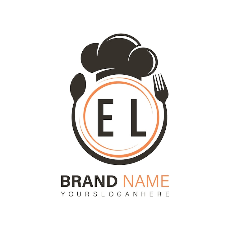 Vettore logo iniziale del monogramma el con il logo del ristorante a forma di cerchio