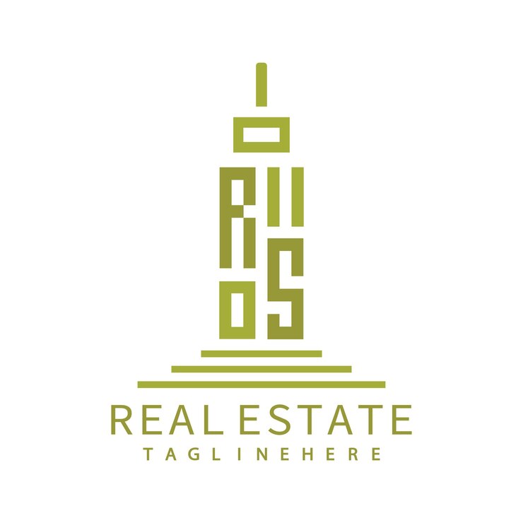 Vettore logo iniziale del monogramma rs per immobili con progettazione creativa della forma dell'edificio
