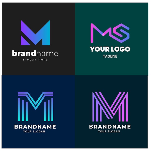 Logo iniziale della lettera M a gradiente colorato
