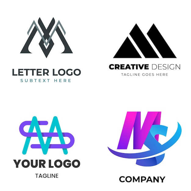 Logo iniziale della lettera M a gradiente colorato
