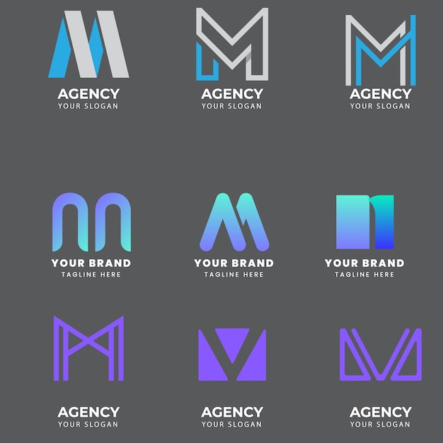 Logo iniziale della lettera M a gradiente colorato