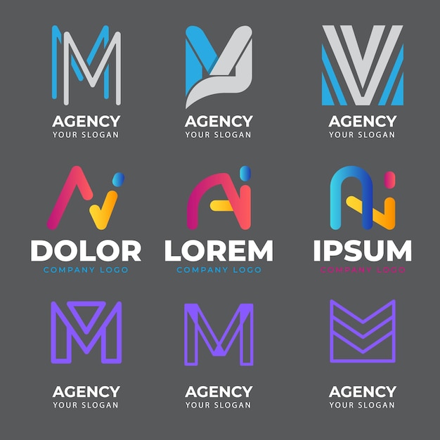 Logo iniziale della lettera M a gradiente colorato