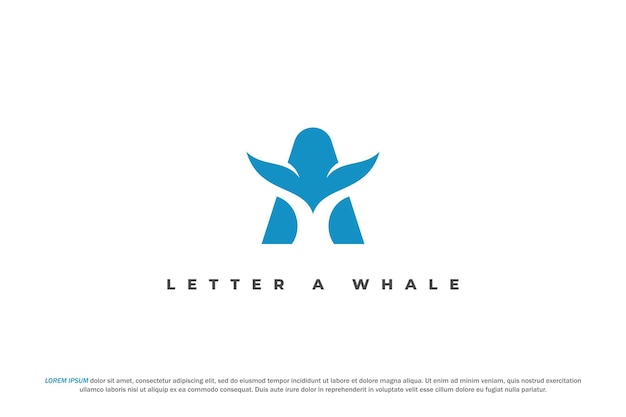 logo lettera una balena coda di pesce astratto minimo