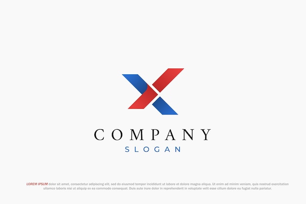 logo lettera x blu rosso business