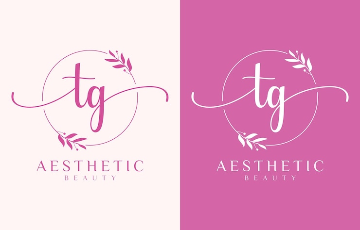 Vettore logo letterale t beauty con ornamenti fioriti