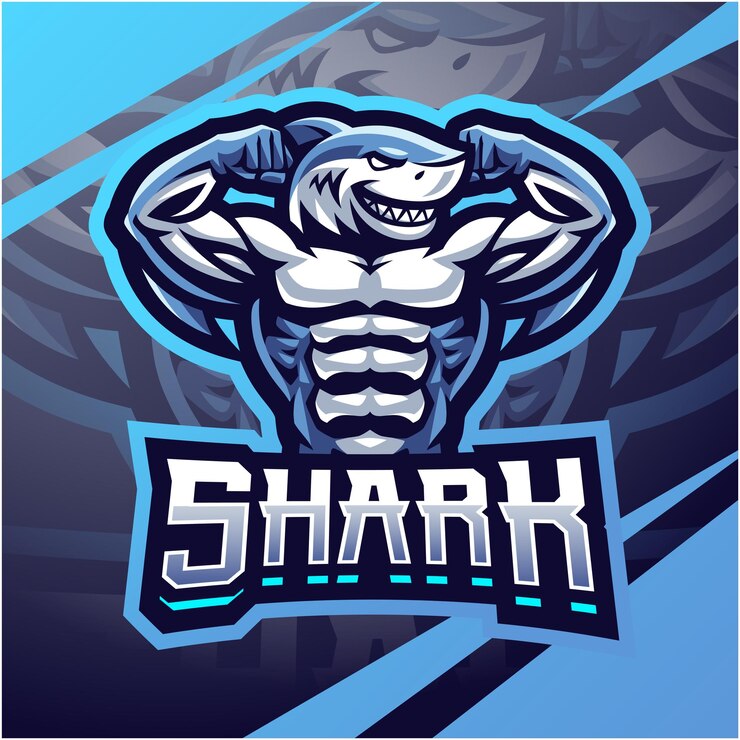Logo mascotte esport squalo palestra