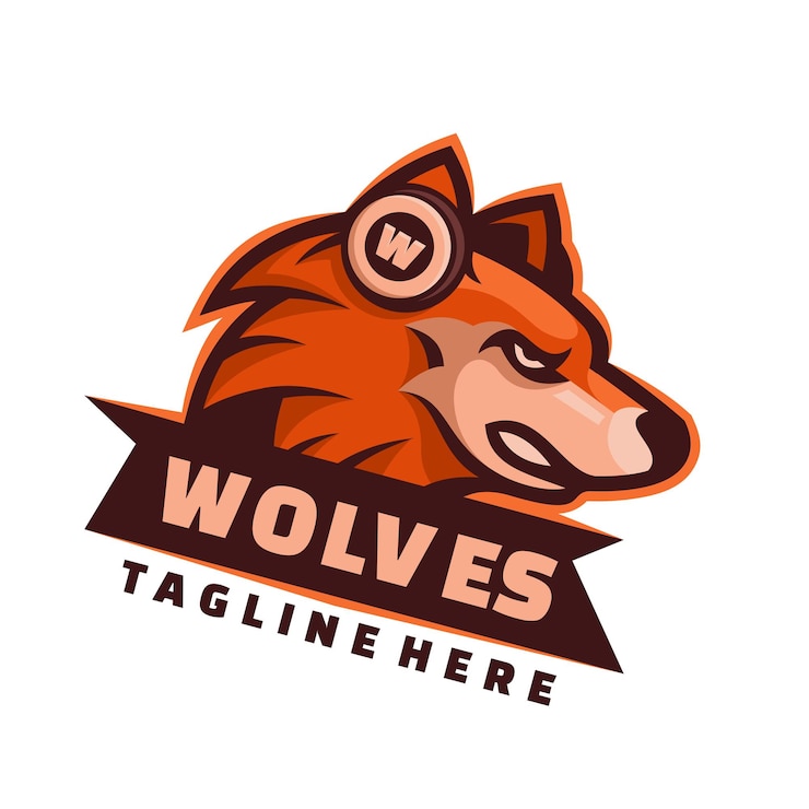 Vettore logo mascotte testa di lupi