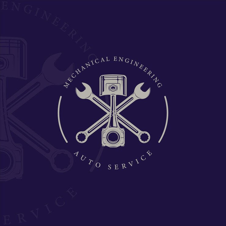 Vettore logo meccanico o pistone logo del servizio di ingegneria del design dell'icona del modello di illustrazione vettoriale vintage