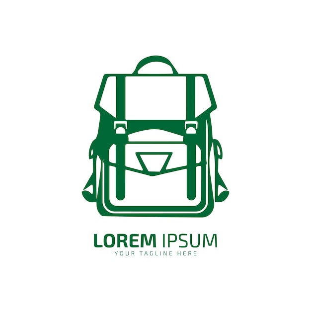 Logo minimale e astratto della borsa vettore icona borsa scuola borsa sagoma isolato modello design borsa verde