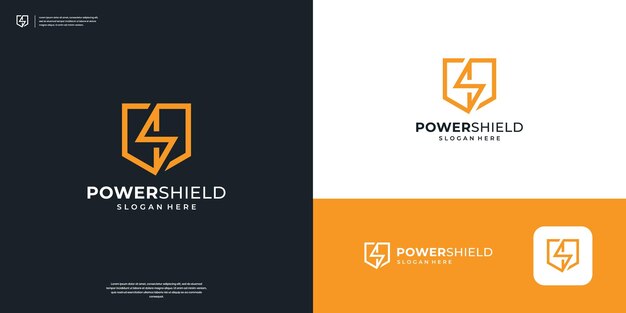 Logo Minimalist Shield Security Thunderbolt Flash Power L'ispirazione per il design del logo