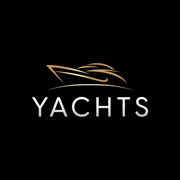 Logo minimalista dei moderni yacht d'oro di lusso