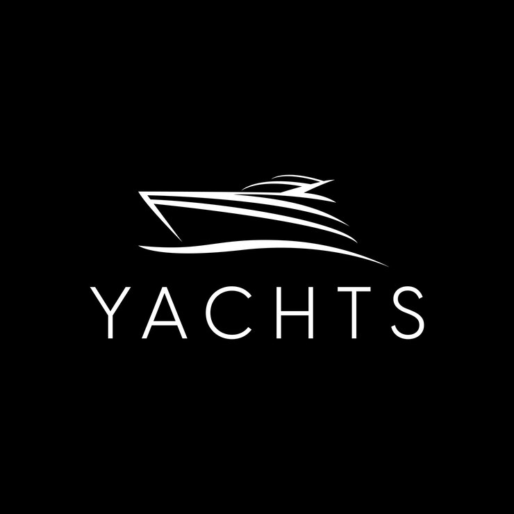 Logo minimalista di yacht di lusso moderni in bianco e nero