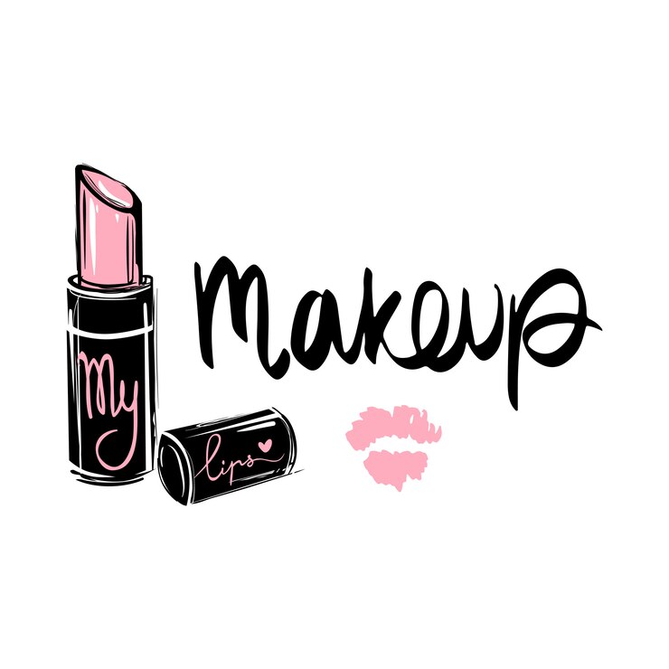 Logo moda trucco. Illustrazione di lettere. Frase calligrafia
