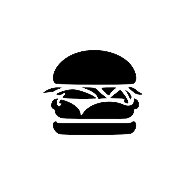 Logo moderno in bianco e nero con l'immagine di un hamburger