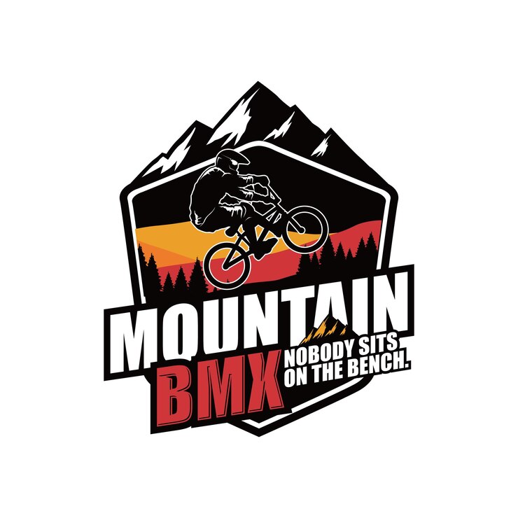 Vettore logo mountain bike illustrazione vettoriale blu astratta