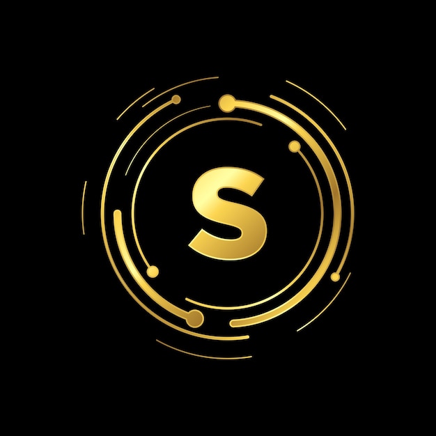 Logo multimediale Cyber color oro iniziale della lettera S