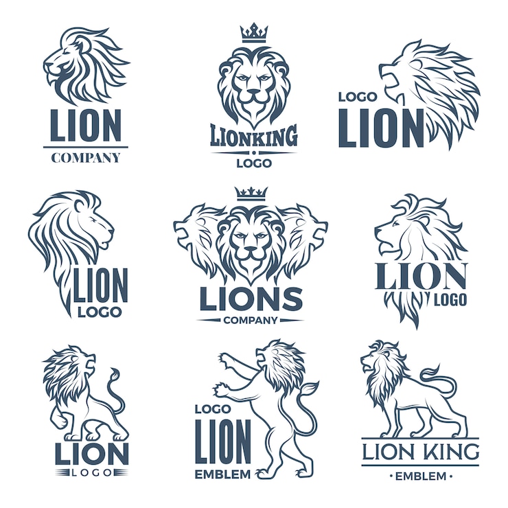 Vettore logo o distintivi di lusso con foto di leoni