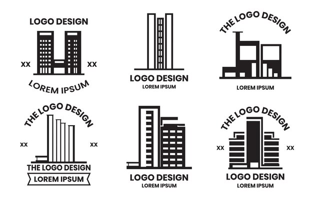 logo o distintivo di case e grattacieli in stile vintage