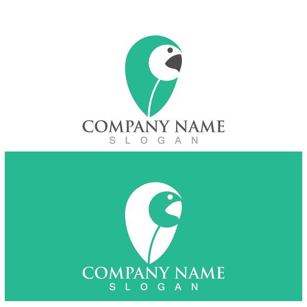 Logo pappagallo e modello vettoriale