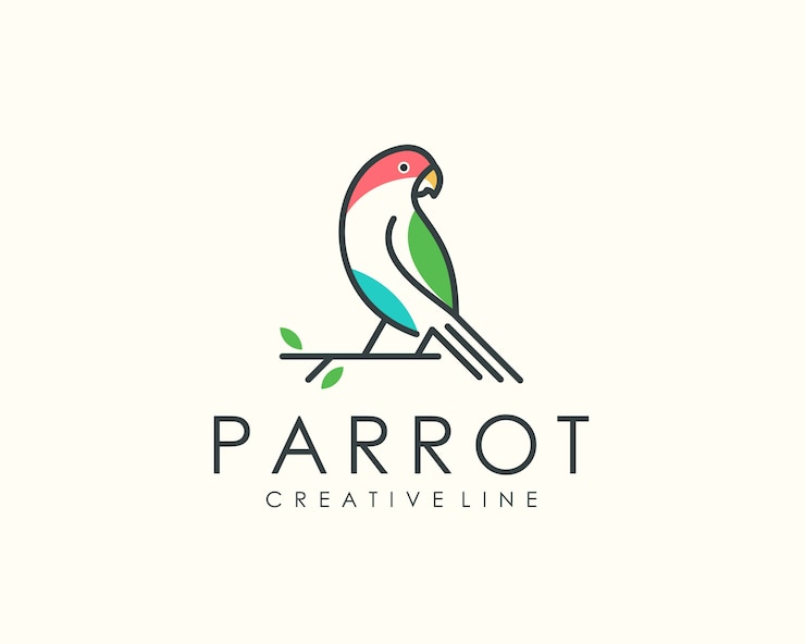 logo pappagallo, linea arte animale