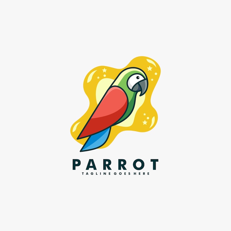 Vettore logo parrot mascot cartoon style.