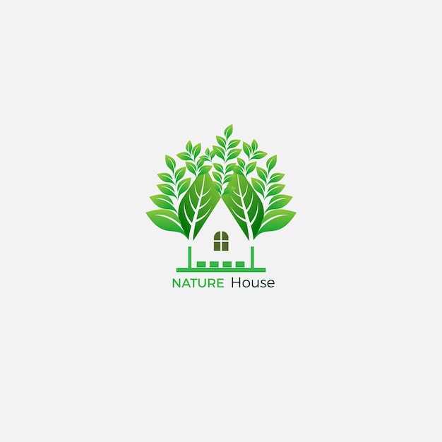 Logo per una casa verde con alberi in cima