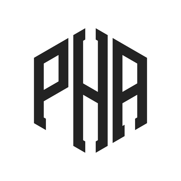 Logo PHA Design Lettera iniziale Monogramma PHA Logo in forma esagonale